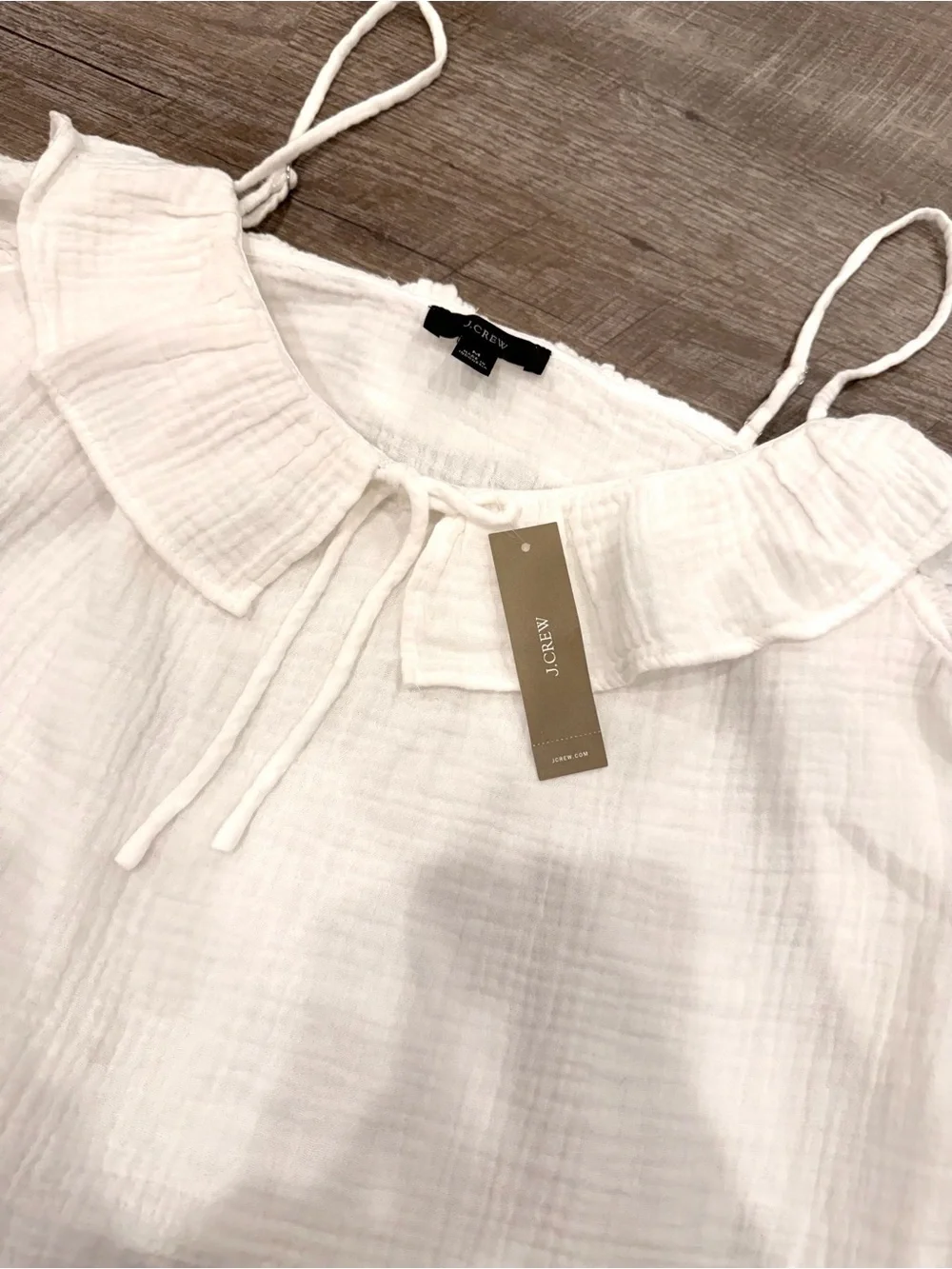J.Crew NWT White Ruffle Soft Gauze Camisole Tank Top Size M Cottagecore Coastal